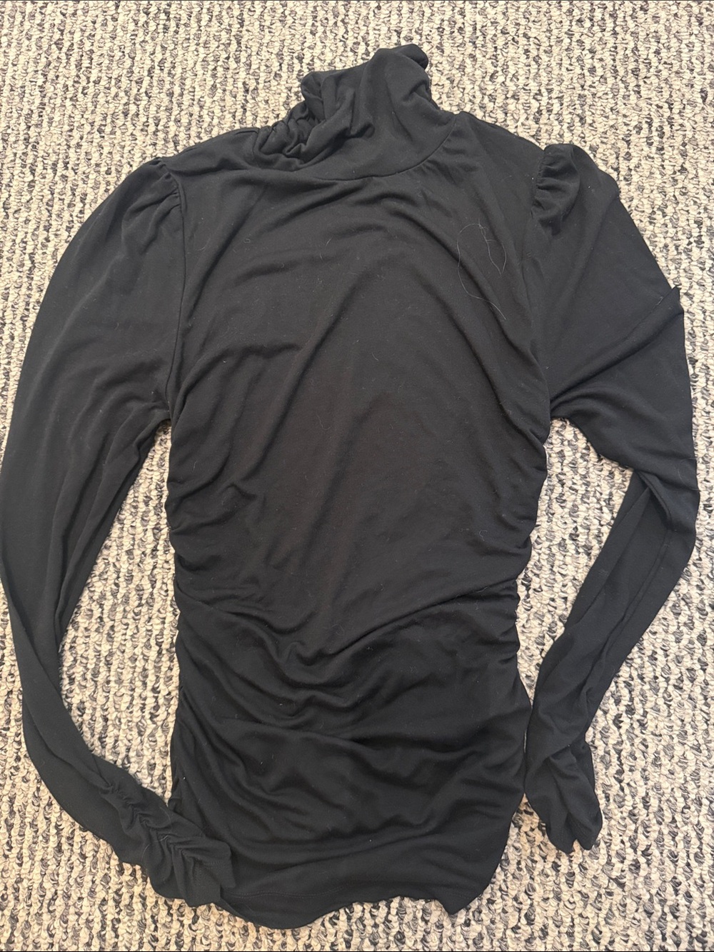 Joe's Jeans Black Long-Sleeve Turtleneck Ruched Top Small